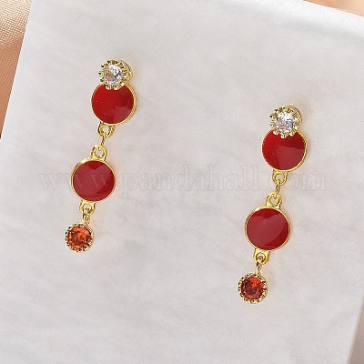 Серьги-гвоздики с цирконом из латуни EJEW-M077-10G-01-1