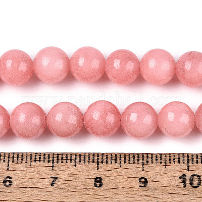 Нити круглых бусин из натурального окрашенного нефрита машан G-T139-8mm-67B-1