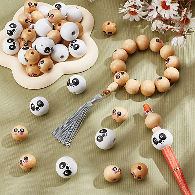 120 шт. 2 вида деревянных европейских бусин WOOD-NB0002-95-1