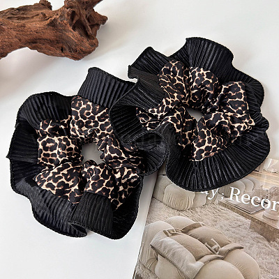 Ретро леопардовый принт ткань эластичные аксессуары для волос KF6386-1