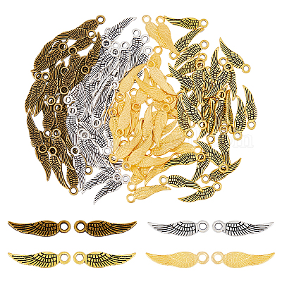 120 шт. 4-х цветные подвески-крылышки из сплава в тибетском стиле TIBEP-DC0001-38-1