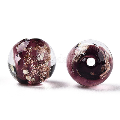 Светящиеся бусины лэмпворк из золота и песка ручной работы LAMP-N024-05A-1