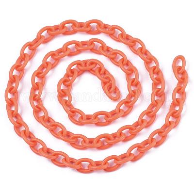 ABSプラスチックアズキチェーン  オーバル  ダークオレンジ  14.96インチ〜15.35インチ（38~39cm）  5.5~6mm&nbsp;KY-E007-03G-1