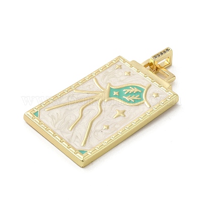 Подвеска из латуни микропаве с фианитами и эмалью KK-H458-02G-M01-1