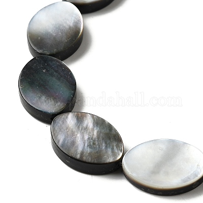 Нити бусин из натуральной черной ракушки для губ BSHE-D300-02-13x18mm-1