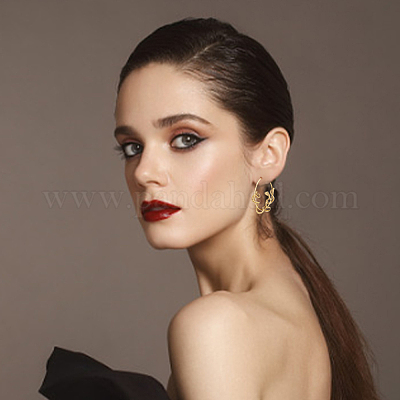 3 пара двухцветных серег-колец из сплава в виде змеи для женщин EJEW-AN0001-63-1