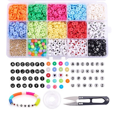 PandaHall Elite DIY Bead Sets, including Handmade Polymer Clay Beads,  Acrylic & Plastic Beads, Mixed Color