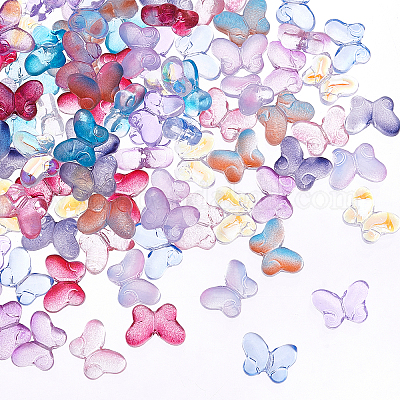 PH PandaHall 400pcs Butterfly Beads, 8 Colors Transparent Animal