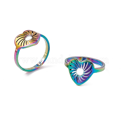 Ионное покрытие (ip) 201 нержавеющая сталь полое сердце регулируемое кольцо для женщин RJEW-C045-02M-1