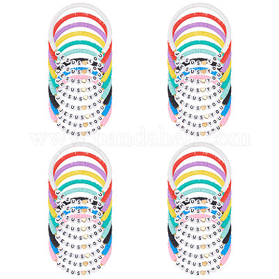 36шт 9 стиля браслеты из полимерной глины с бусинами для женщин и мужчин BJEW-UN00010-1