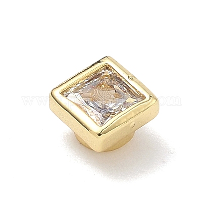 Квадратные латунные микропаве кабошоны из кубического циркония&nbsp;KK-P345-13G-E02-1