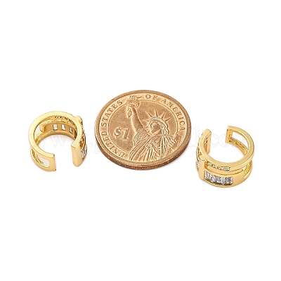 Серьги-манжеты из латуни с микропаве и прозрачным циркониевым покрытием для женщин EJEW-C125-24B-G-1