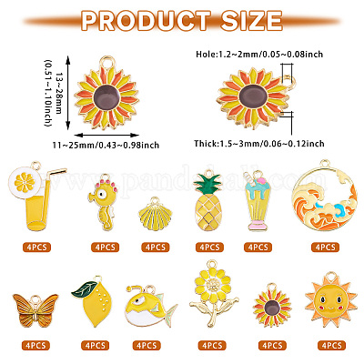 48шт 12 стиля подвески из сплава с эмалью ENAM-TA0002-95B-1