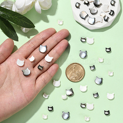 16 шт. 4 вида бусин из натуральных белых ракушек и черных ракушек-губ SSHEL-SC0001-35-1