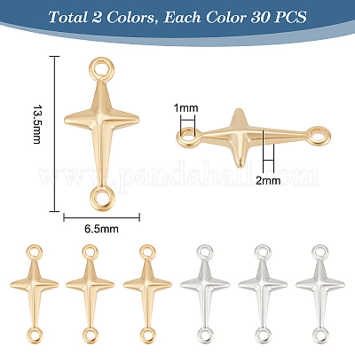 60 шт. 2-х цветные латунные соединительные подвески KK-PH0005-73-1