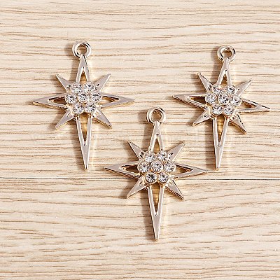 10 шт. подвески из цинкового сплава со стразами ALRI-WH0001-07G-1