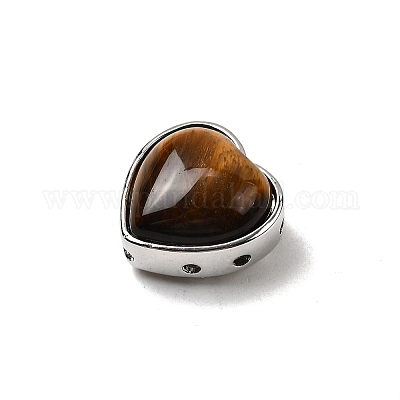 Латунные многорядные звенья с натуральным тигровым глазом в форме сердца G-B149-13P-06-1