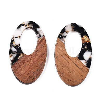 Подвески из прозрачной смолы и ореха RESI-T057-02A-1