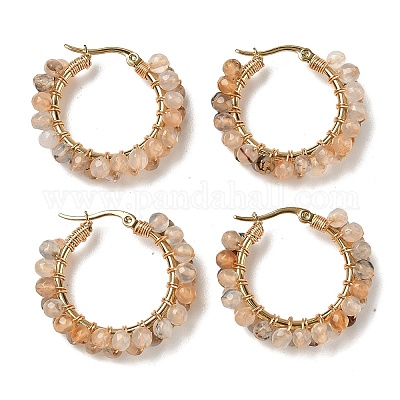 Серьги-кольца из нержавеющей стали 304 EJEW-F240-03G-02-1