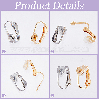 40 шт. 2-х цветная фурнитура для сережек-клипс из нержавеющей стали 304 STAS-SP0001-22-1