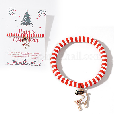 Элегантные рождественские браслеты ручной работы из полимерной глины heishi с бусинами MV9996-27-1