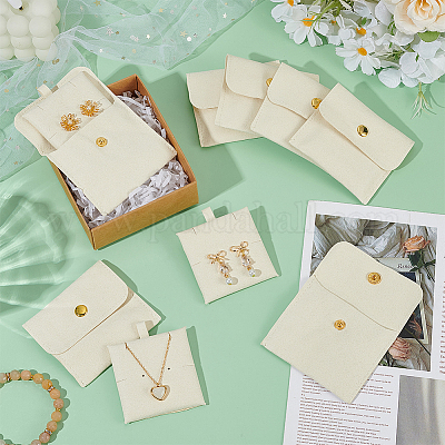 Сумки для хранения ювелирных изделий из ткани из микрофибры с латунной кнопкой ABAG-WH0070-05A-1