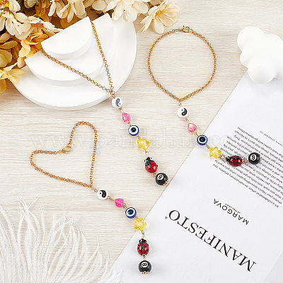 3 шт. пластик от сглаза с железными подвесками HJEW-CN0001-26-1