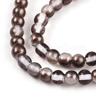 Запекание окрашенные прозрачные стеклянные бусины нити DGLA-N011-4mm-09-1