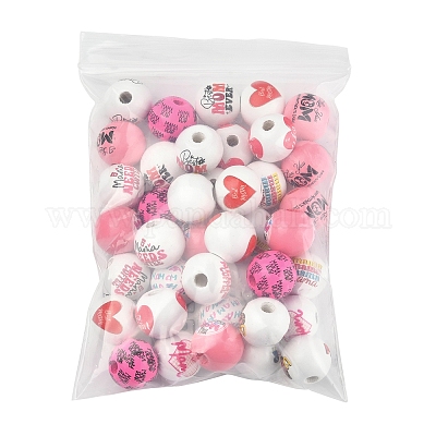 40 шт. 12 стиля с рисунком на тему Дня матери деревянные европейские бусины WOOD-FS0001-41-1