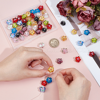 50шт 10 цвета бусины ручной работы лэмпворк LAMP-ME0001-03-1