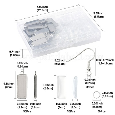 Наборы для изготовления прямоугольных сережек-подвесок своими руками DIY-FS0009-20-1