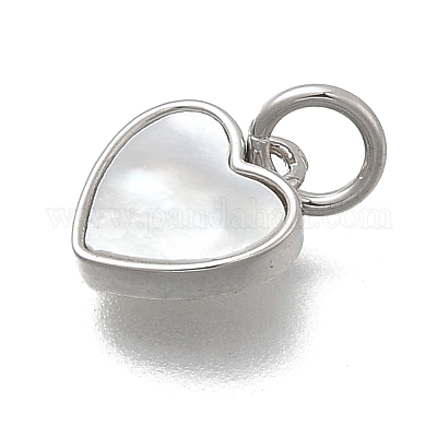 Подвески в форме сердца из латуни и натуральных ракушек KK-D431-025B-02P-1