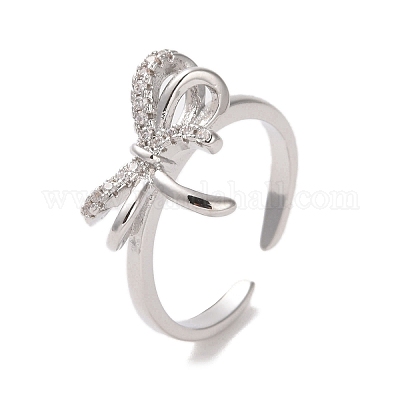 Открытое кольцо-манжета из латуни с микропаве из кубического циркония RJEW-K256-58A-P-1