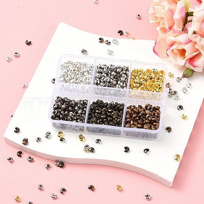 1200 шт. 6-х цветные железные крышки для бусин&nbsp;IFIN-YW0003-72-1