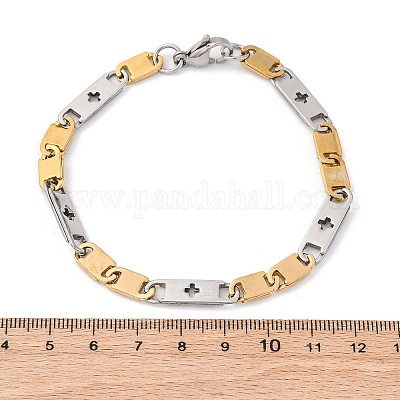 201 браслет из нержавеющей стали с овальными звеньями BJEW-B078-147GP-1