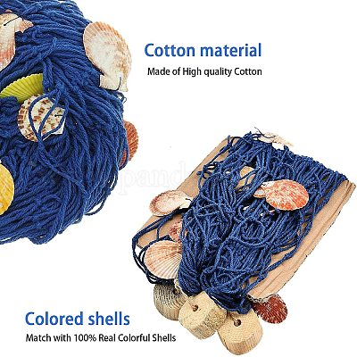 Wholesale GORGECRAFT Decorative Fishing Net 100x200cm Mediterranean Style  Fishing Net Wall Hanging Decor with Shells for Home Party Decorations 