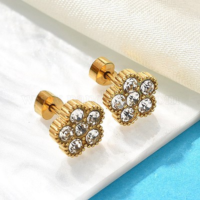 Серьги-гвоздики из нержавеющей стали 304 с ионным покрытием (IP) EJEW-A118-09G-03-1