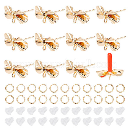 Наборы для самостоятельного изготовления сережек-гвоздиков из латуни с бантом DIY-GO0001-33-1