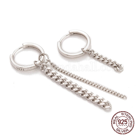 925 серебряные серьги-кольца с родиевым покрытием EJEW-H101-03P-1