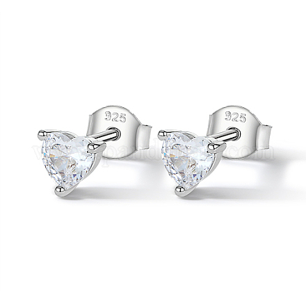 Серьги-гвоздики в форме сердца из стерлингового серебра с родиевым покрытием FR3170-1