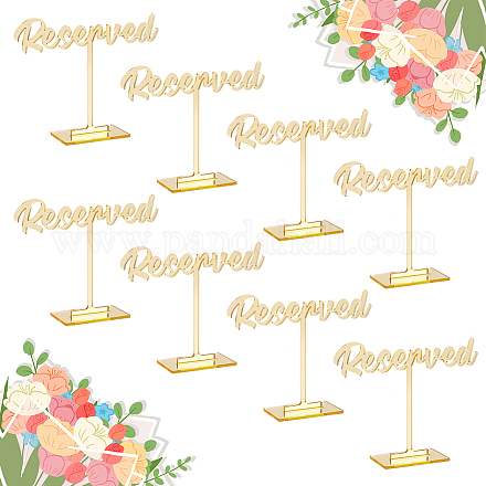 OLYCRAFT 8 Packs Acrylic Reserved Table Sign Golden Wedding Reserved Signs Seats Mirror Reception Wedding Guest Sign Standing Signs Table for Party Wedding Events AJEW-WH0317-14-1