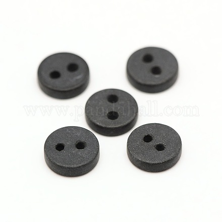Redondas plana botones de piedra negro G-J203-04-10mm-1