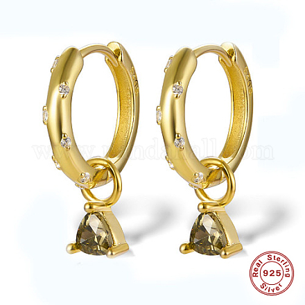 Pendientes de aro colgantes con rhinestone de plata de ley chapados en oro real de 18k XU8813-1-1