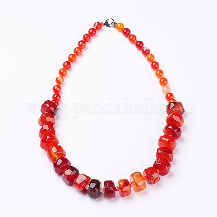 Natural Dyed Agate Beaded Necklaces NJEW-F132-B03-1