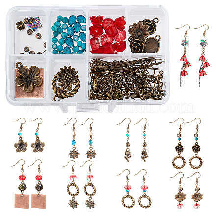 SUNNYCLUE 169 Pieces DIY Retro Flower Themed Earrings Making Kits DIY-SC0015-92-1