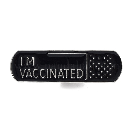 医療トピックス 単語 私は予防接種を受けています 亜鉛合金ブローチ  エナメルピン  ブラック  12.5x43x1.5mm JEWB-Z021-01H-1