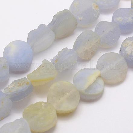 Naturelles bleu perles de calcédoine brins G-G689-03-1