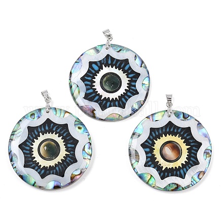 Подвески для глаз из натуральных черных ракушек-губ KK-C135-02P-1