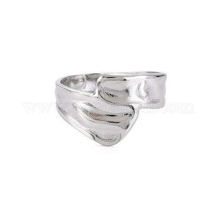 304 anello per polsino aperto da donna a fascia larga irregolare in acciaio inossidabile RJEW-N038-049P-1