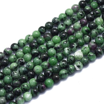 Natural Ruby in Zoisite Beads Strands G-K310-C10-6mm-1